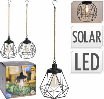 Home &amp; Styling - Solar buiten hanglamp - Zwarte metalen industri&euml;le look - LED