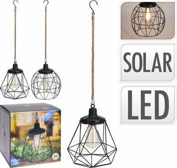 Home &amp; Styling - Solar buiten hanglamp - Zwarte metalen industri&euml;le look - LED