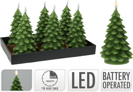 Led kaars Kerstboom 19 cm Groen