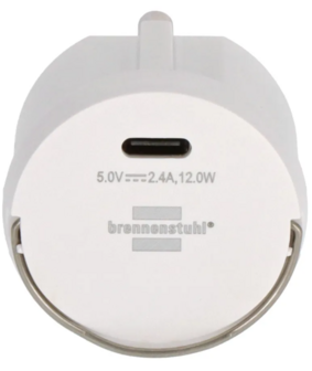 Stopcontactadapter geaard contact 230 V naar USB-C 5 V 