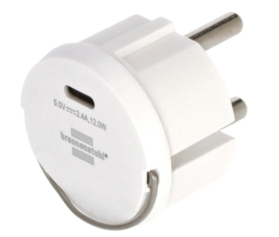 Stopcontactadapter geaard contact 230 V naar USB-C 5 V 