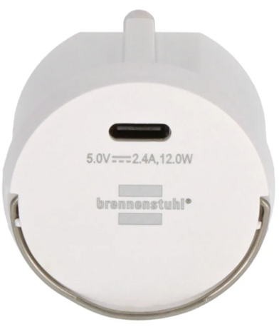 Stopcontactadapter geaard contact 230 V naar USB-C 5 V 