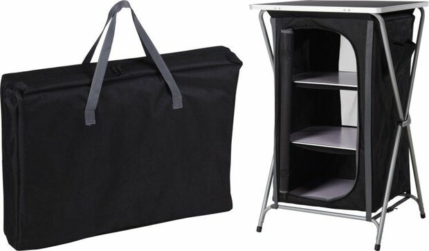 Redcliffs campingkast  3 lagen zwart met zwart blad
