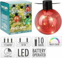 Party Lights Ketting 10 lampen met 5 LED's INCL Timer - Meerkleurig -7,5 Meter