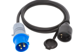 Adapterkabel CEE-stekker 3-polig naar aardcontactkoppeling 1,5 m