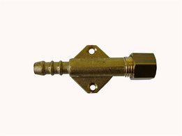 slangpilaar met knelkoppeling 6/8 mm op muurplaat